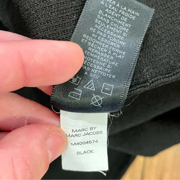 Marc By Marc Jacobs Black Ribbed Long Sleeve Mini Dress Form Fitting Size Medium - Picture 11 of 12